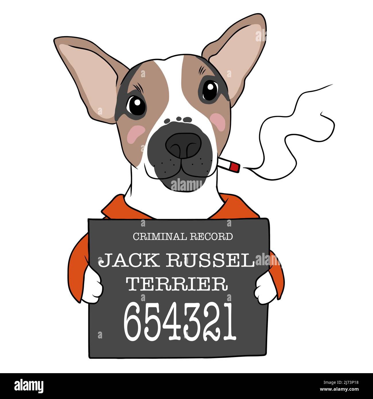 Jack Russell Terrier dog criminal cartoon vector illustration Stock Vector
