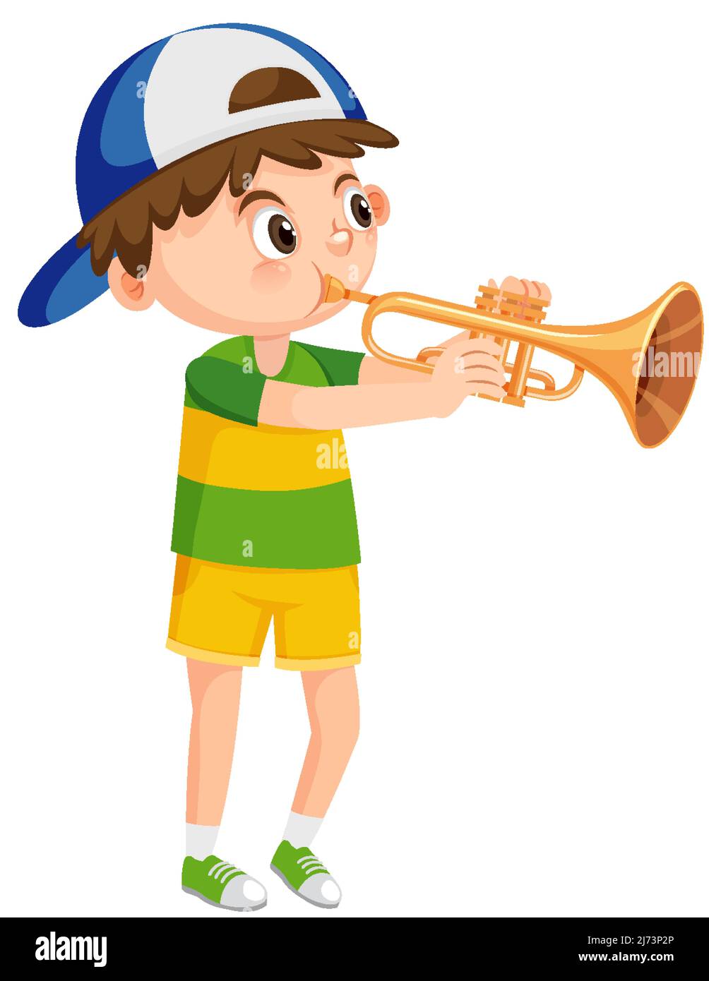 Boy with trumpet music instrument illustration Stock Vector Image & Art