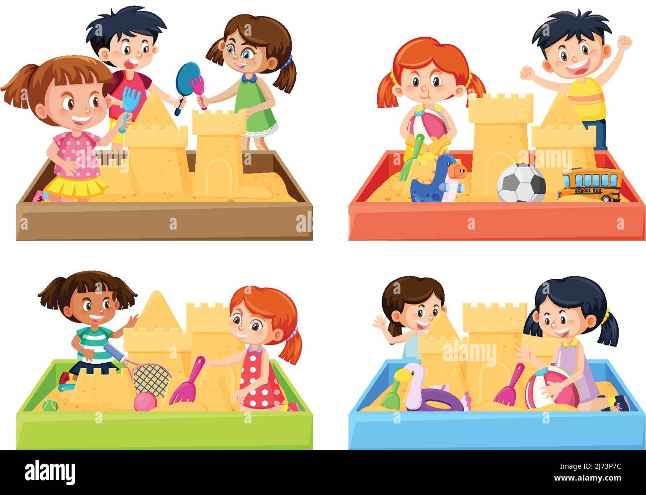 Children sand pit on white background illustration Stock Vector Image