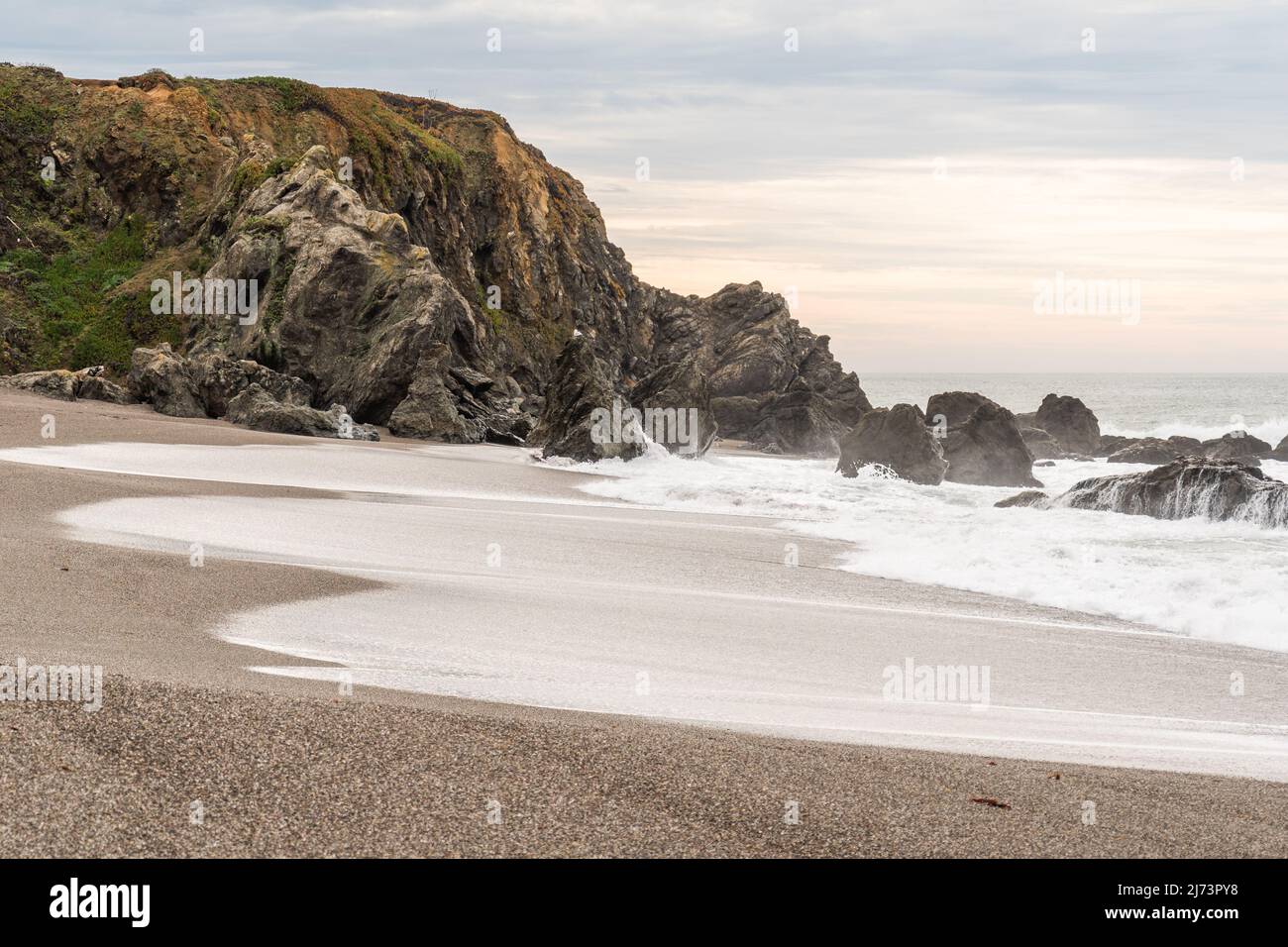 Northern Coastline Reference: Rocky Northern California Coastline Cliff And Beach Near Bodega Bay