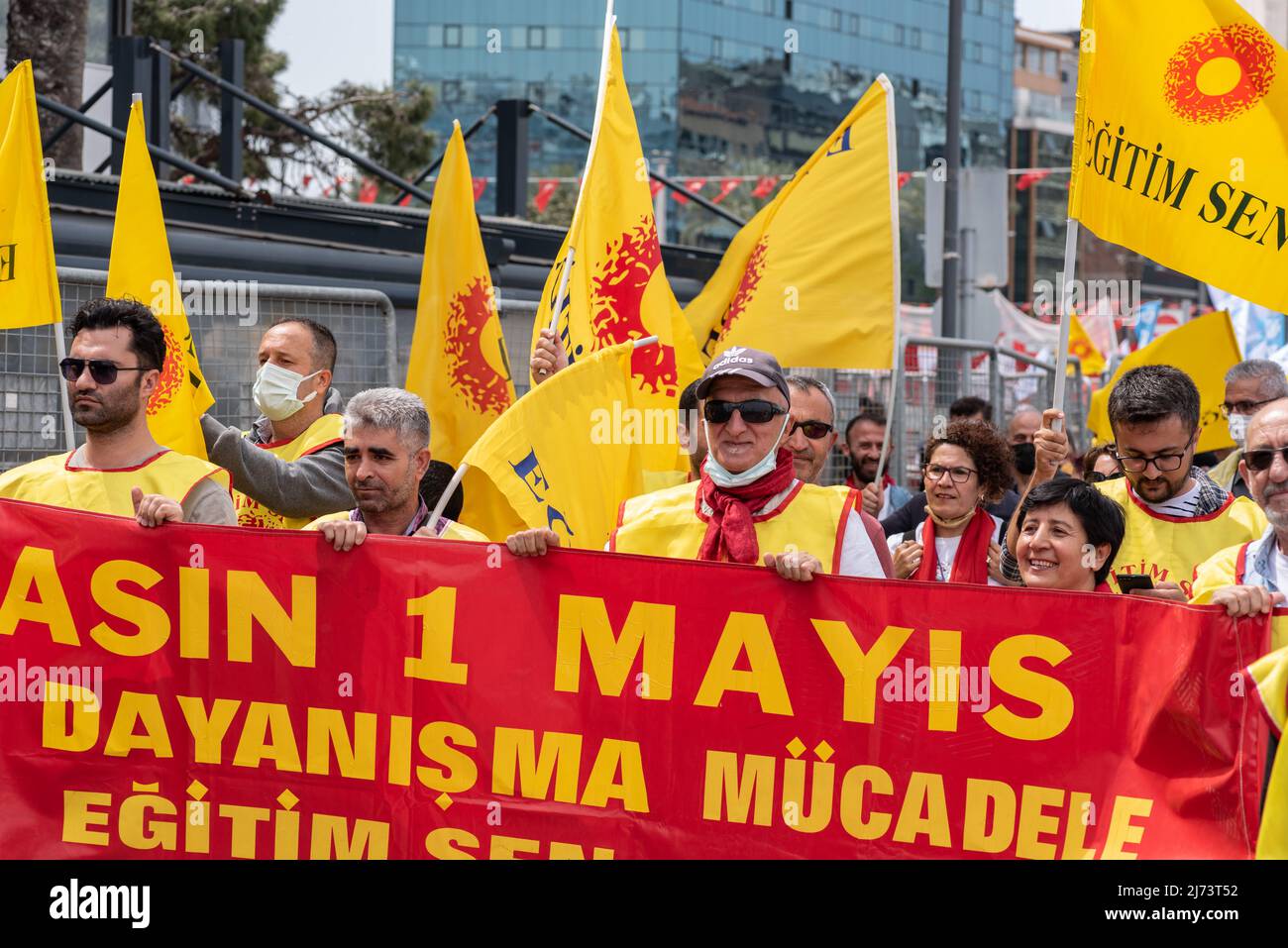 05,01,2022,Izmir,Turkey,May 1 rally was celebrated with a big rally on the workers' and laborers' day Stock Photo