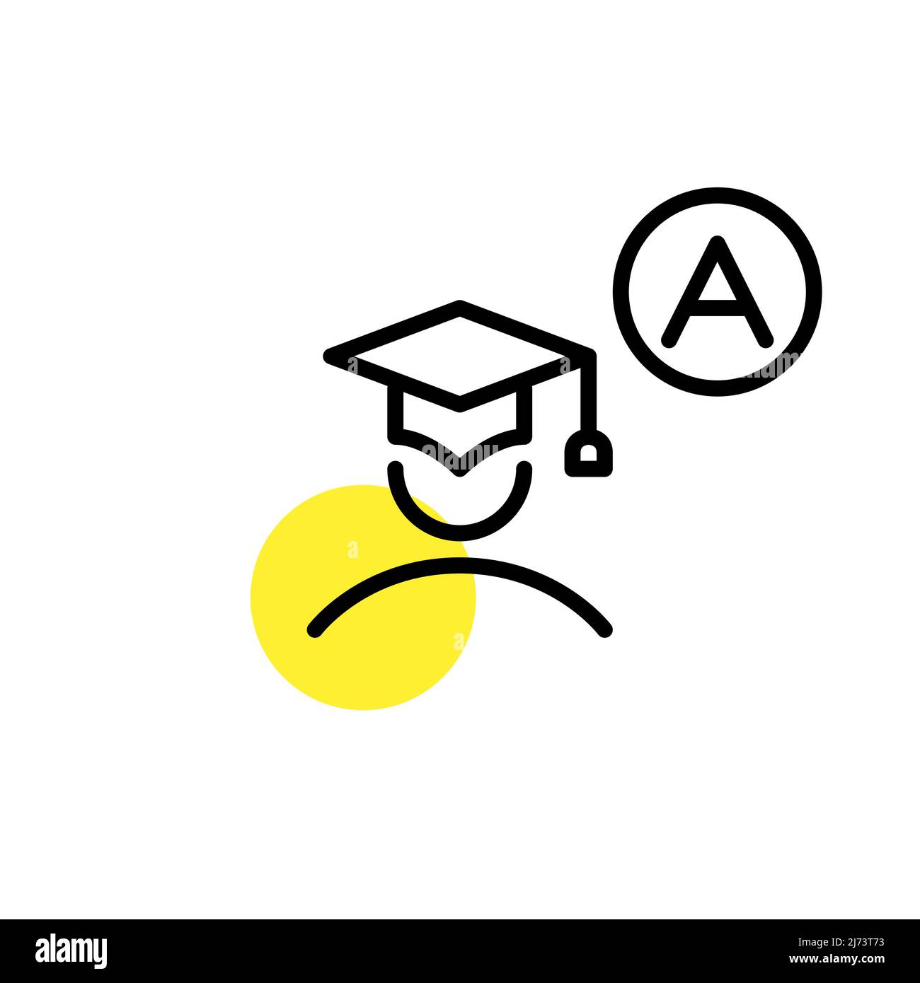 Distance learning icon. Student getting A grades. Pixel perfect, editable stroke line art icon Stock Vector