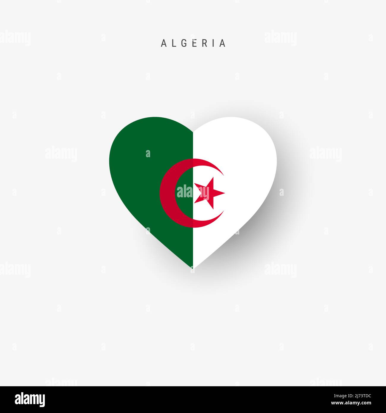 Algeria heart shaped flag. Origami paper cut Algerian national banner. 3D vector illustration isolated on white with soft shadow. Stock Vector