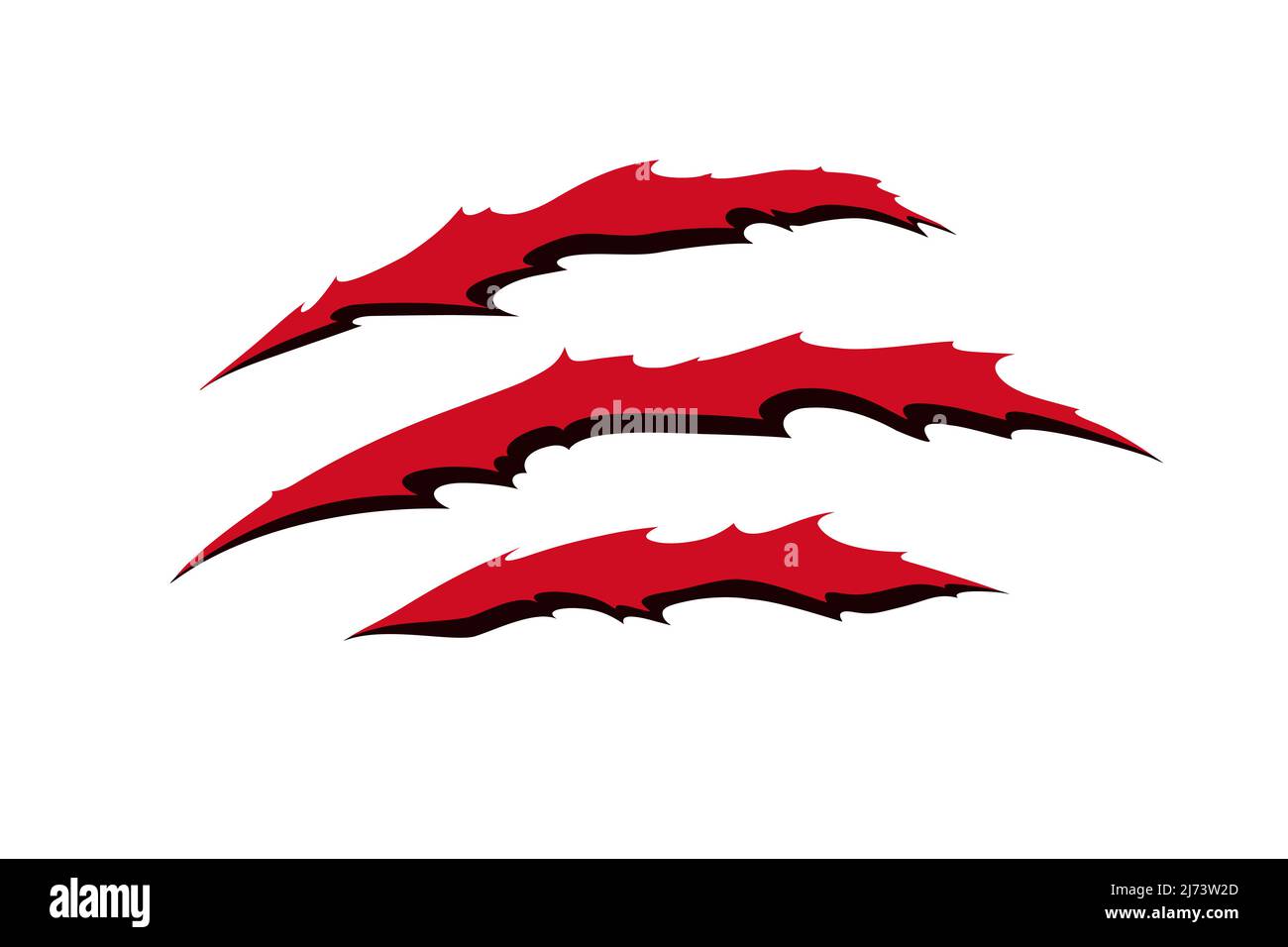 Claw scratches of wild animal. Red cat scratches marks isolated in