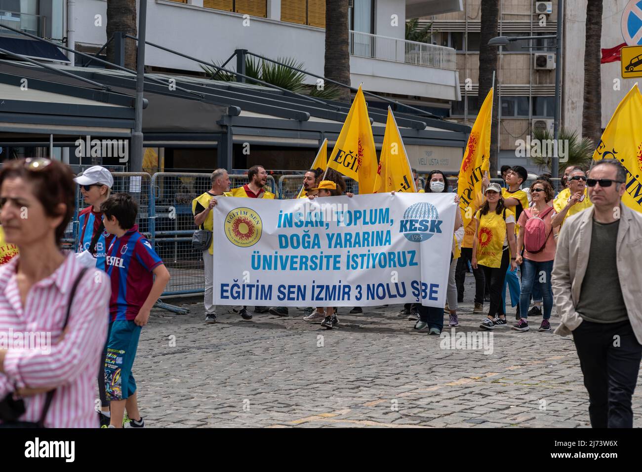 05,01,2022,Izmir,Turkey,May 1 rally was celebrated with a big rally on the workers' and laborers' day Stock Photo