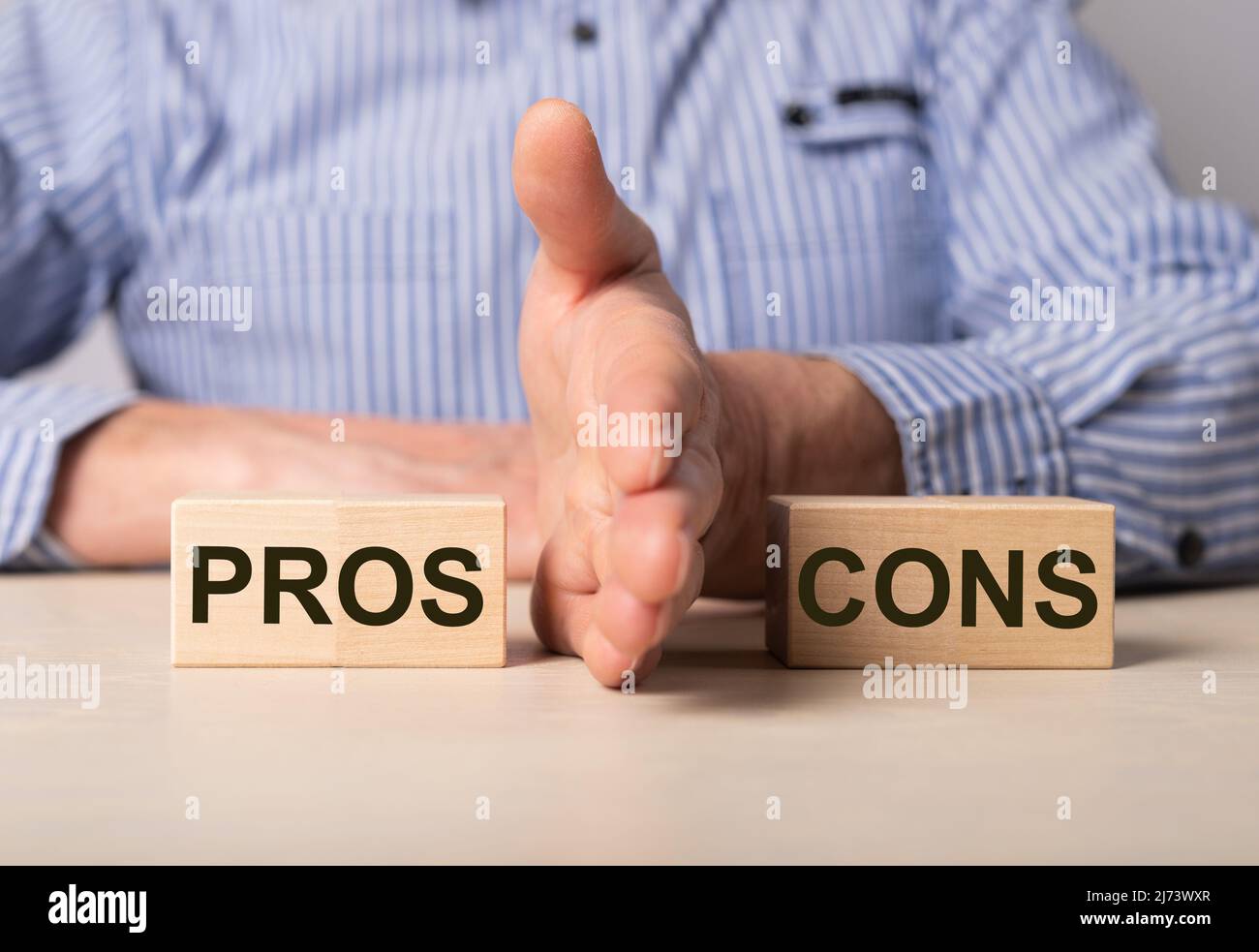 Pros and cons comparison concept. Business pluses vs against minuses comparing. High quality photo Stock Photo