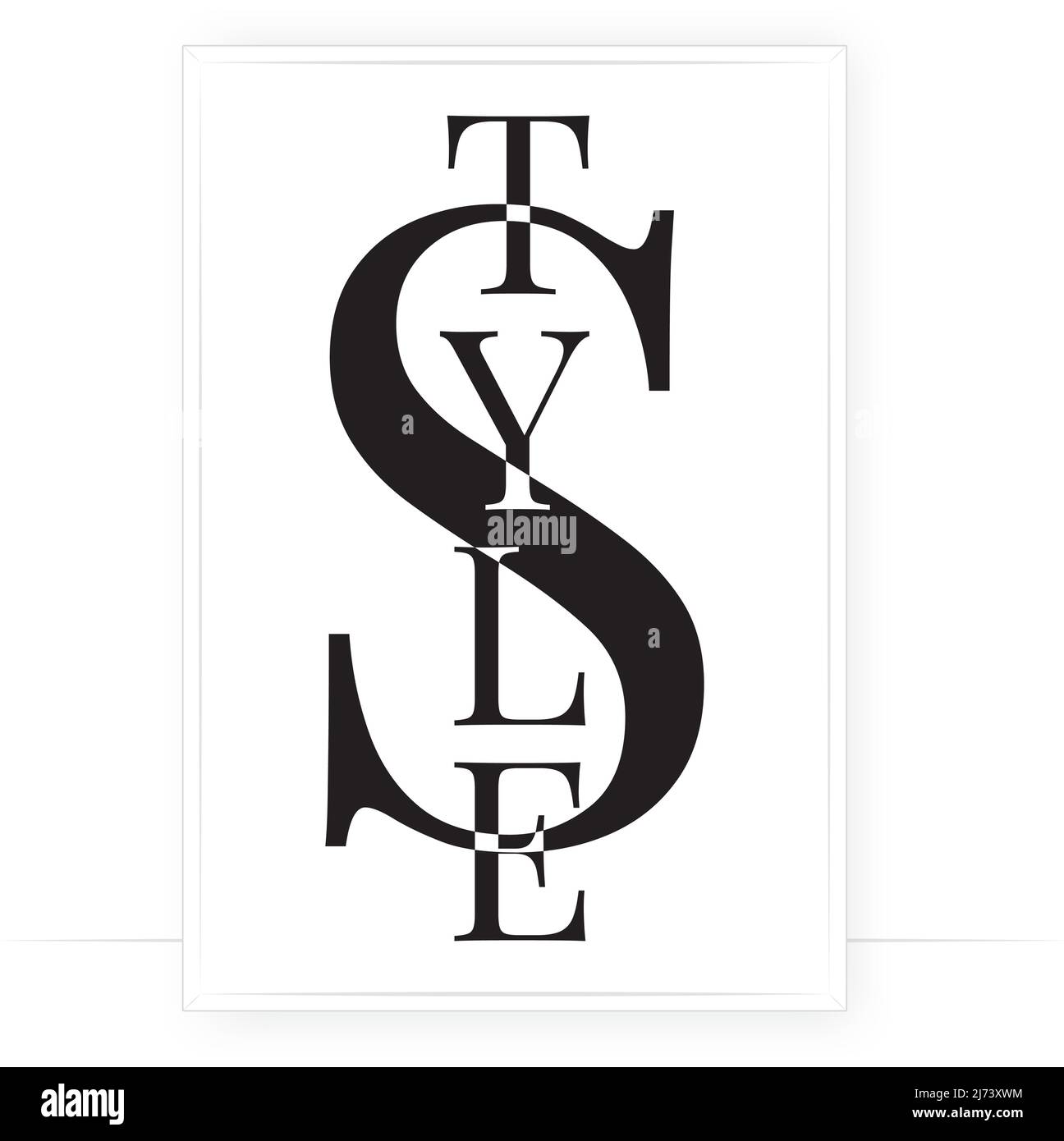 Style, vector. Scandinavian minimalist typographic poster design. Black and white wall art design. Stock Vector