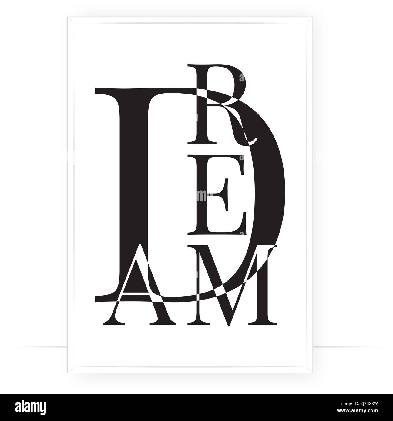 Dream, vector. Scandinavian minimalist typographic poster design. Black