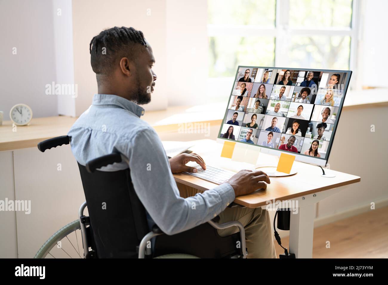Online Remote Video Conference Meet Call Or Webinar Stock Photo