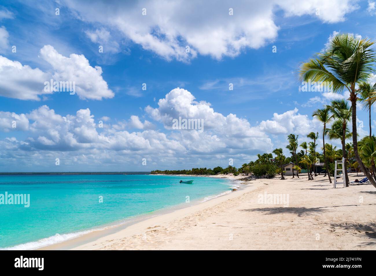 Palm Trees and coast line at Catalina Island in Dominican Republic Stock Photo