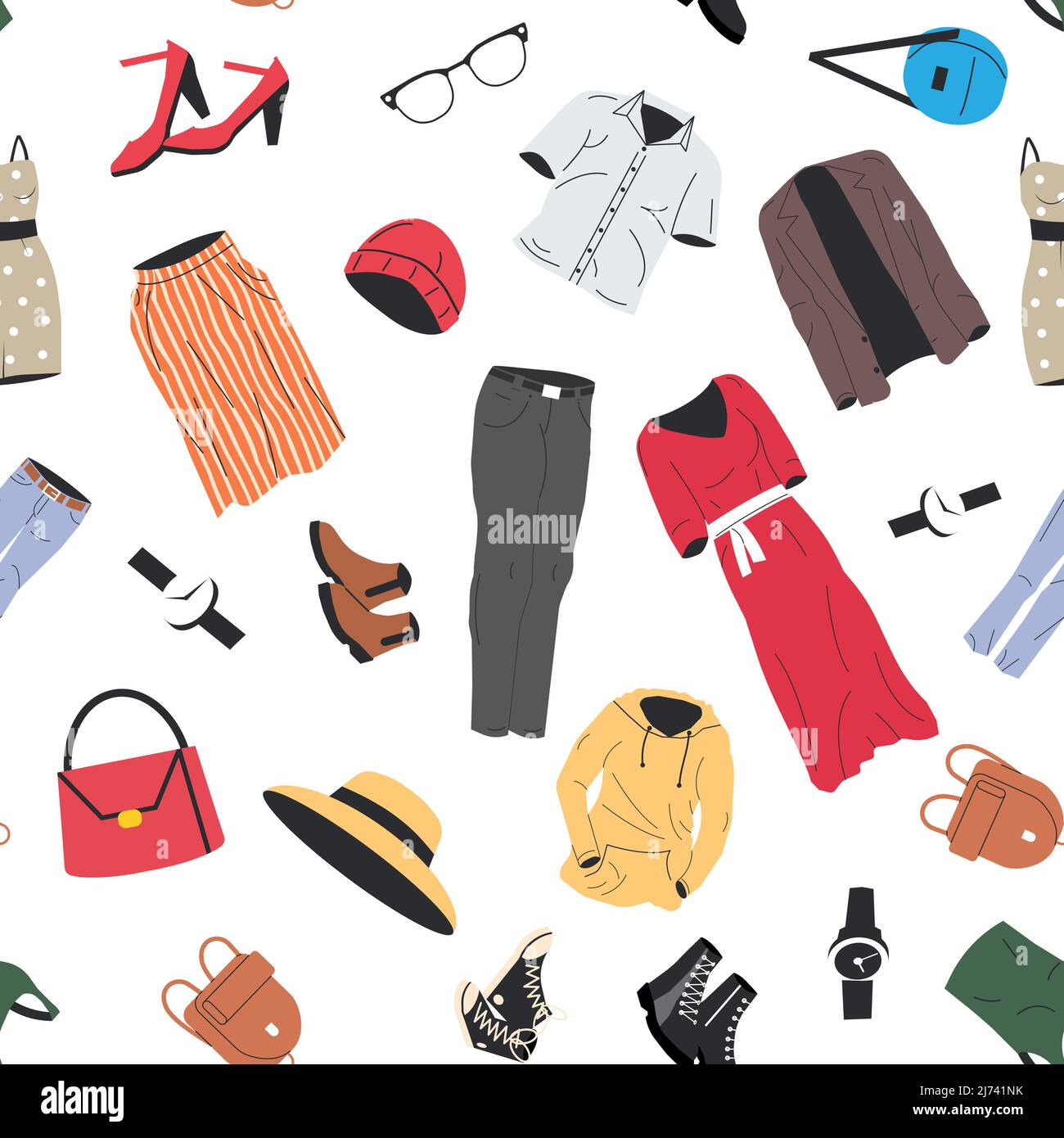 Woman Wardrobe Seamless Pattern. Stock Vector