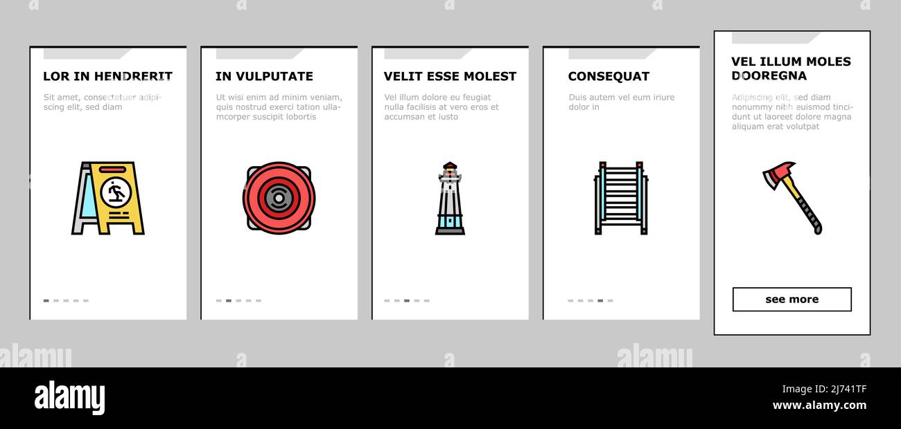 Emergency Helping In Accident Onboarding Icons Set Vector Stock Vector ...