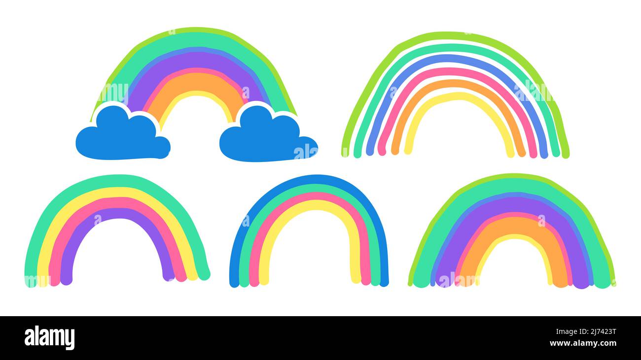 Children Rainbow Colorful Hand Drawn Vector Illustration Stock Vector