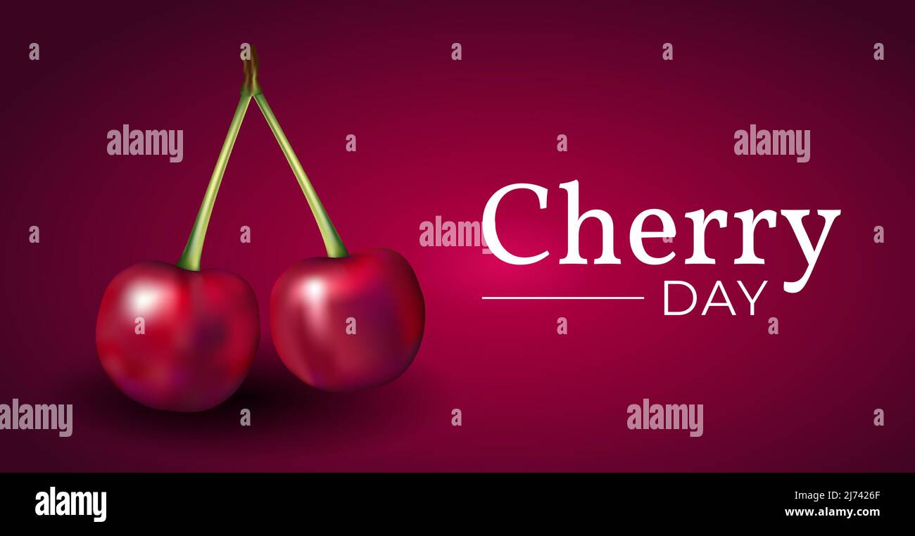 Cherry Day Red Vector Illustration Banner Background Stock Vector