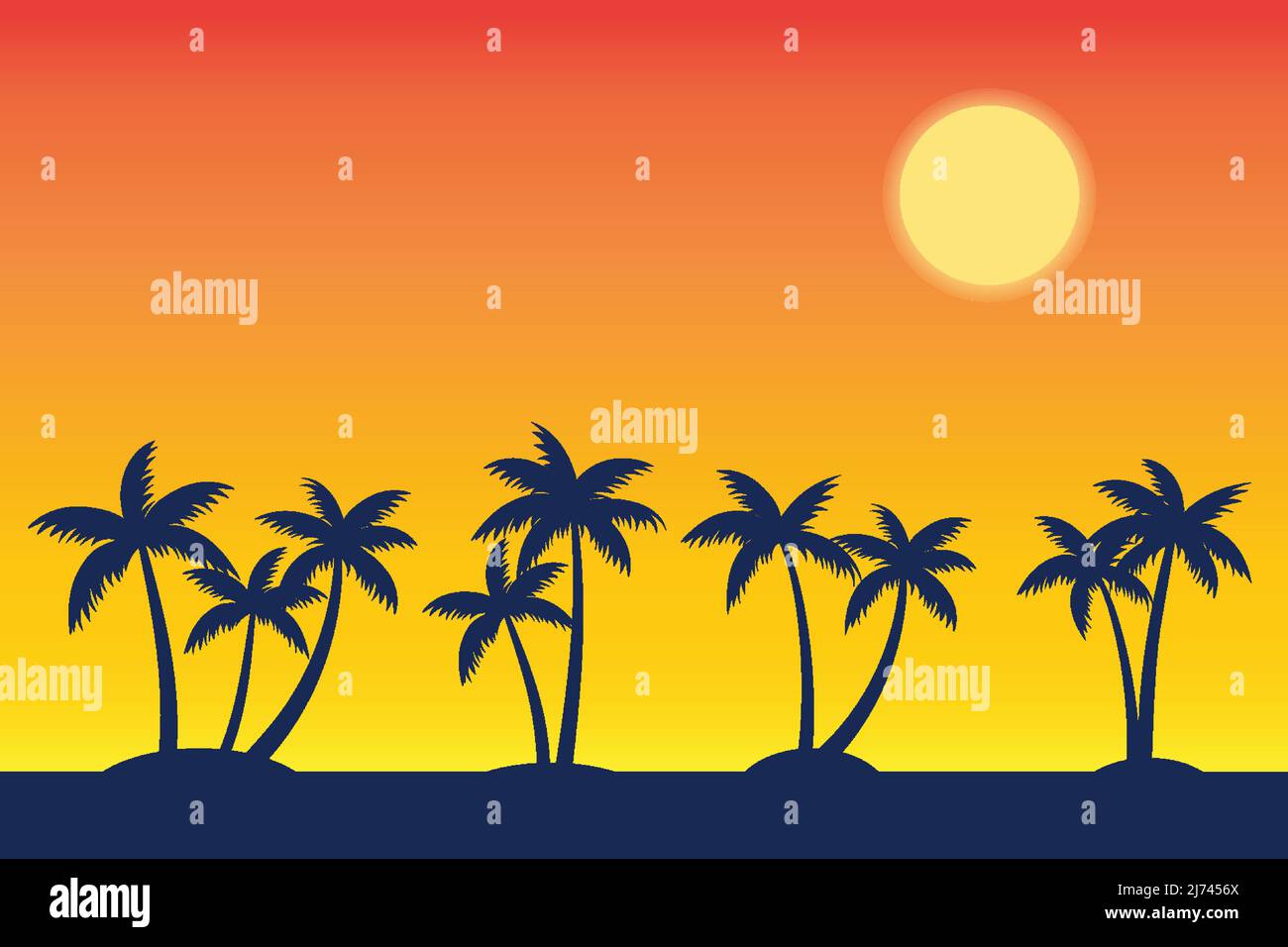 Summer tropical beach background with palms tree seascape sunrise and ...