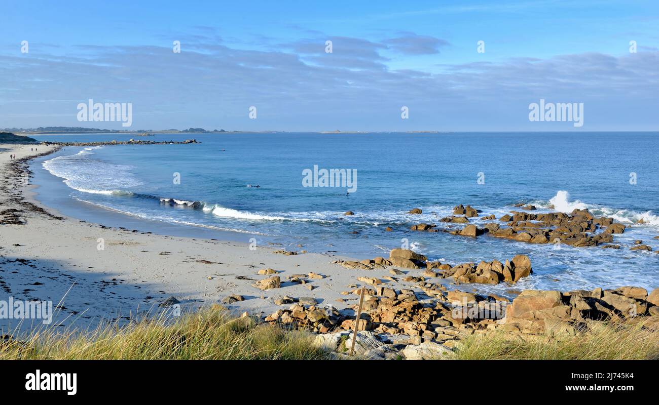 seascape on iroise sea under blue sky in Brittany - France Stock Photo