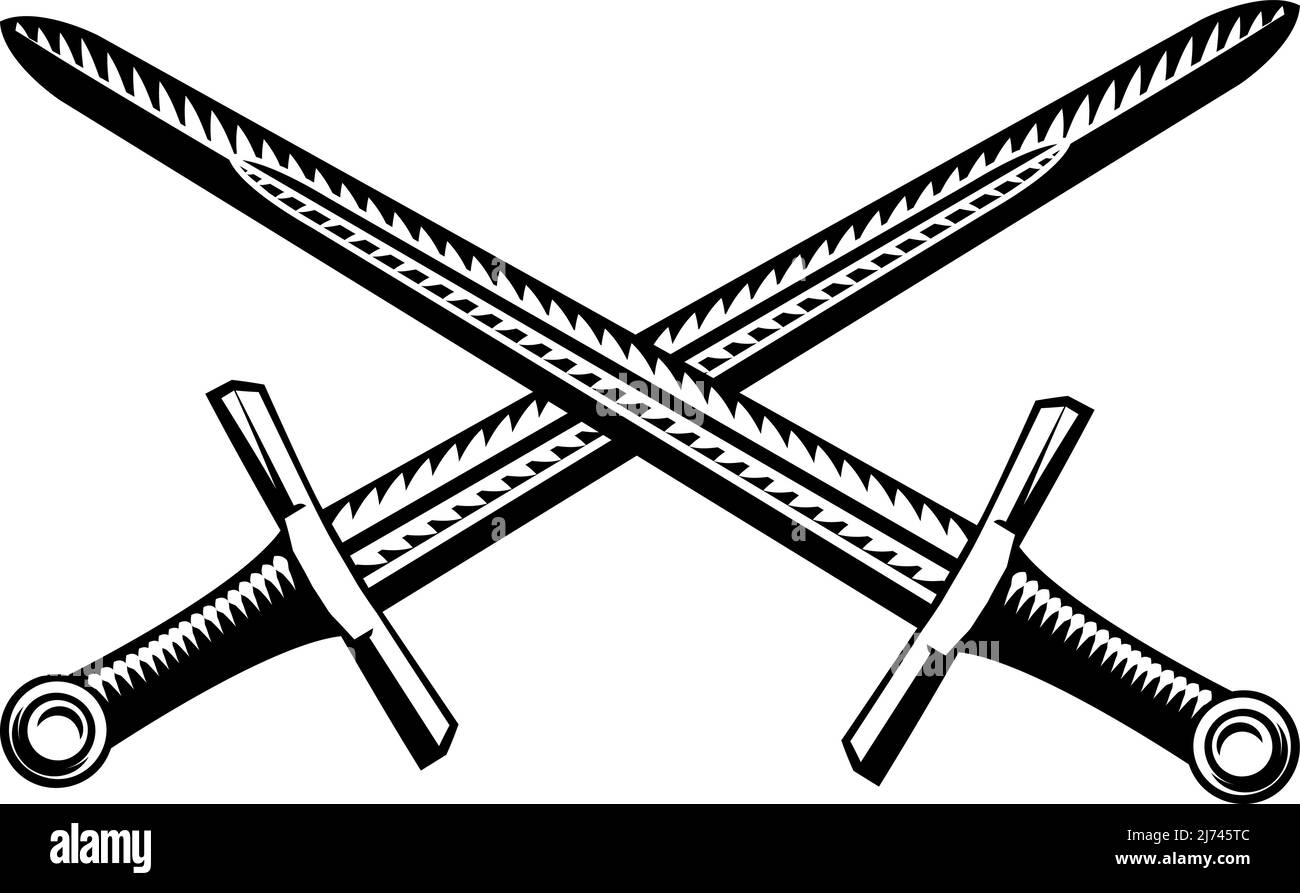 Crossed swords illustration Black and White Stock Photos & Images - Alamy