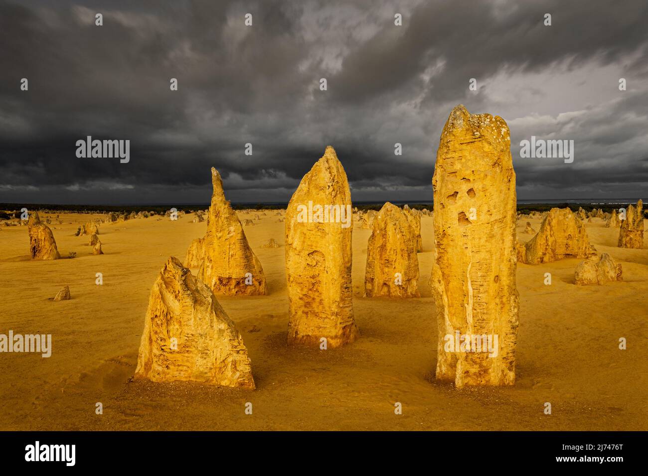 Famous rock formations of the Pinnacles in Nambung National Park. Stock Photo