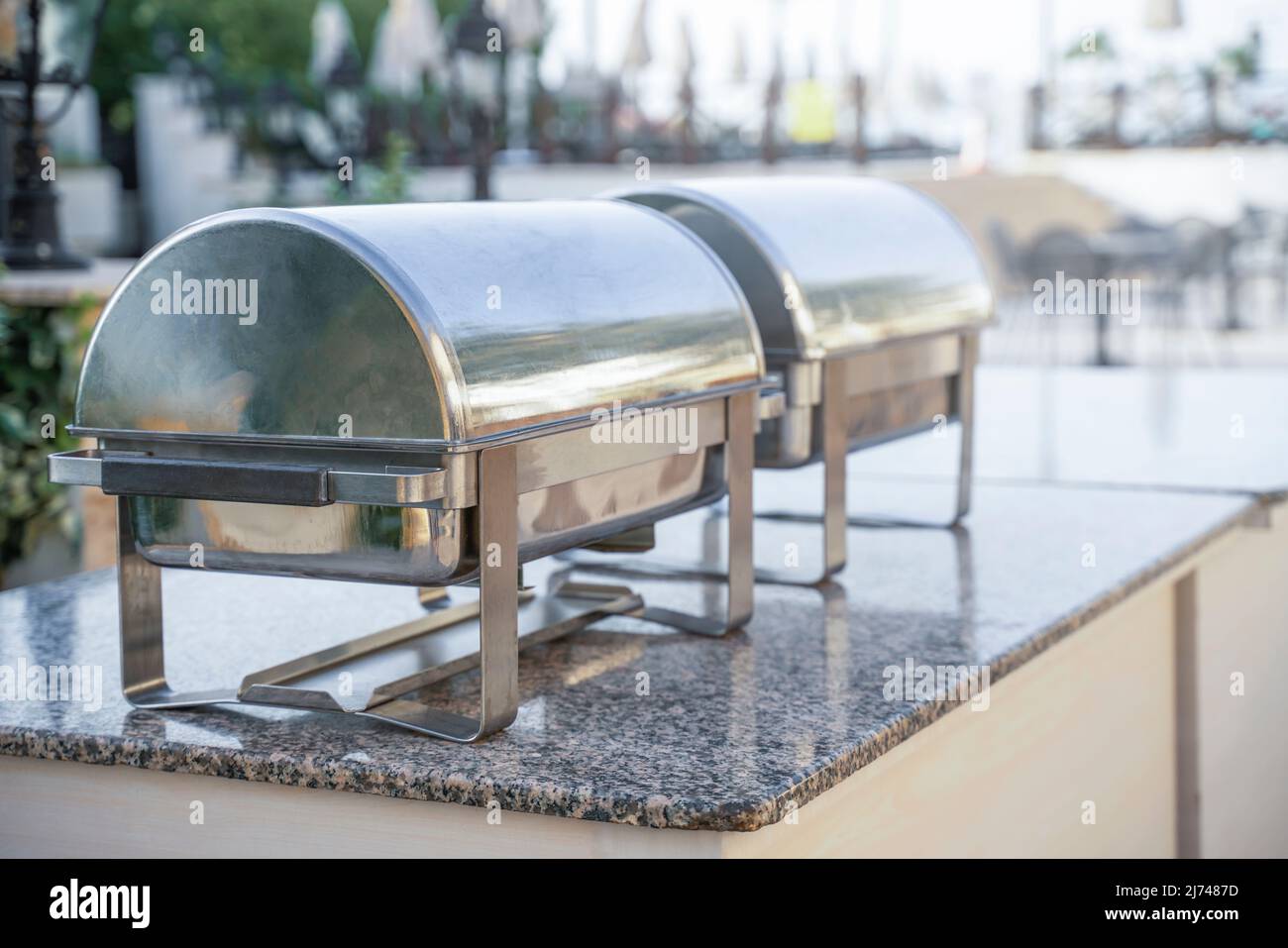 buffet in a summer restaurant in a mediterranean resort Stock Photo