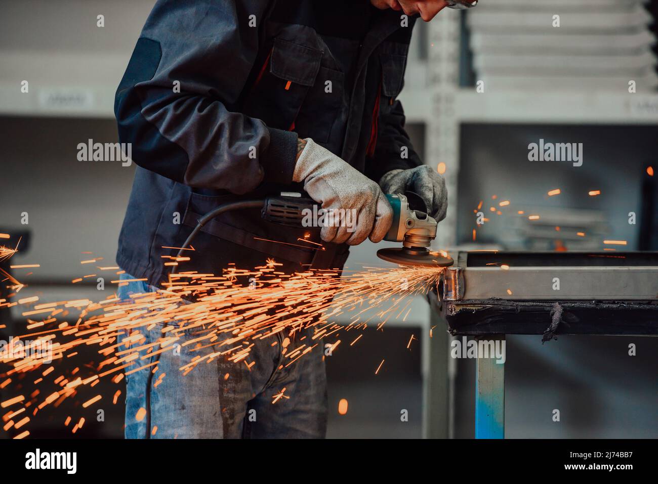 Heavy Industry Engineering Factory Interior with Industrial Worker