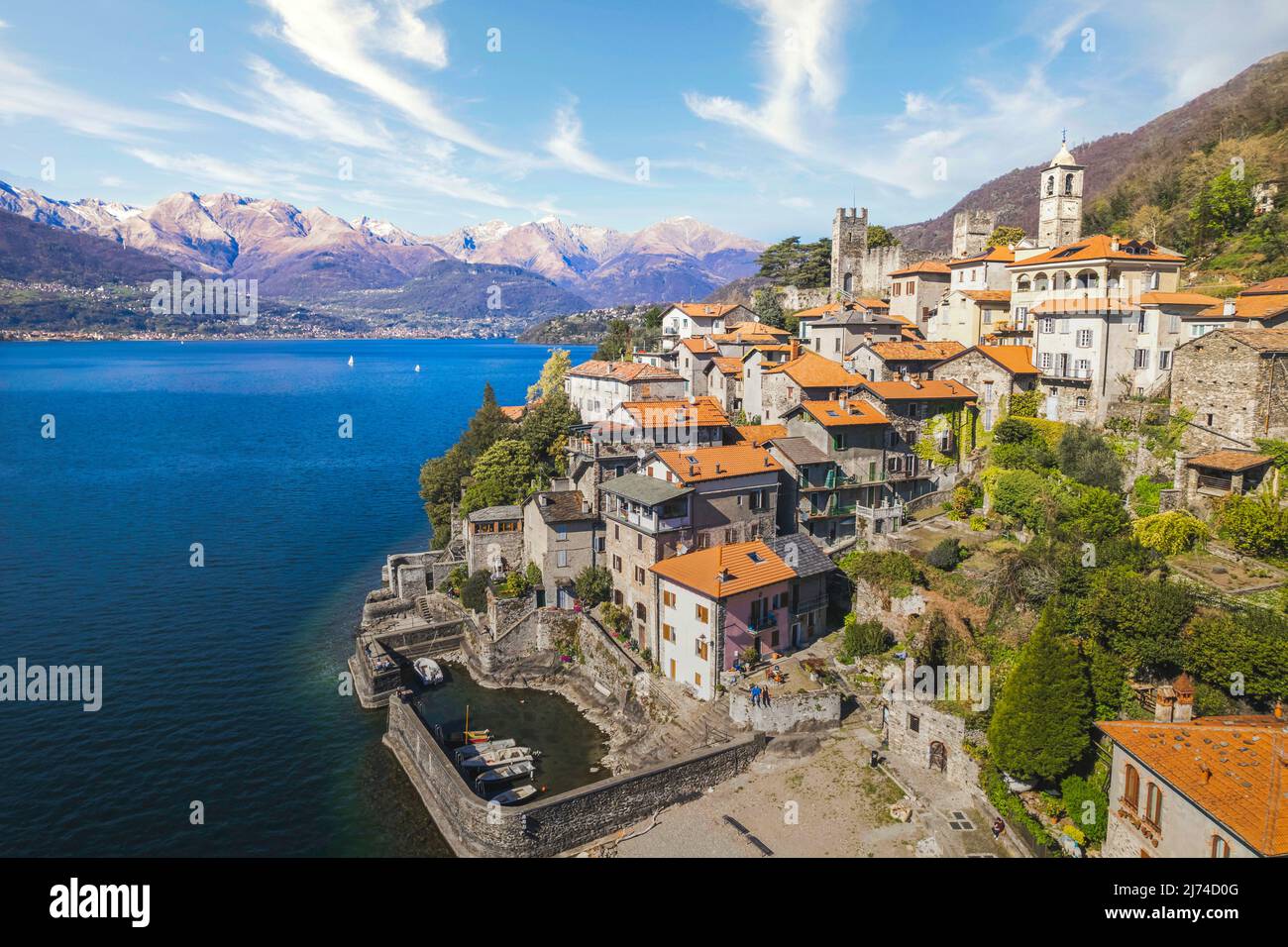 Aerial view of the village Corenno Plinio, Lake Como, Italy Stock Photo