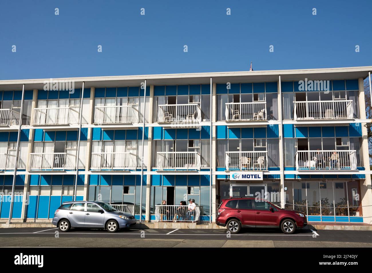 Surf Motel, a motel by the water in Victoria, British Columbia, Canada. Stock Photo