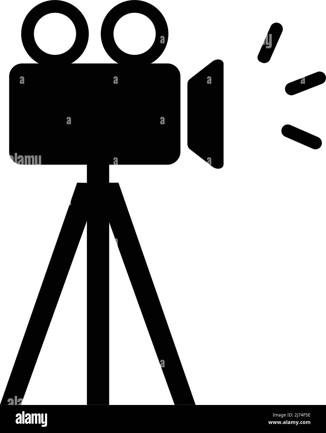 A cinema camera with a tripod. Icon of cinematography. Editable vector. Stock Vector