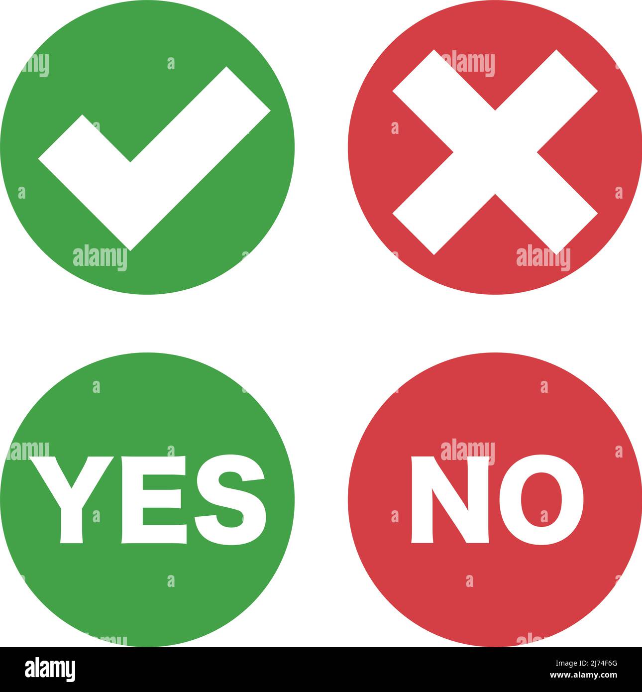 Check mark and cross mark, yes and no icon set. Success or failure. Editable vector. Stock Vector