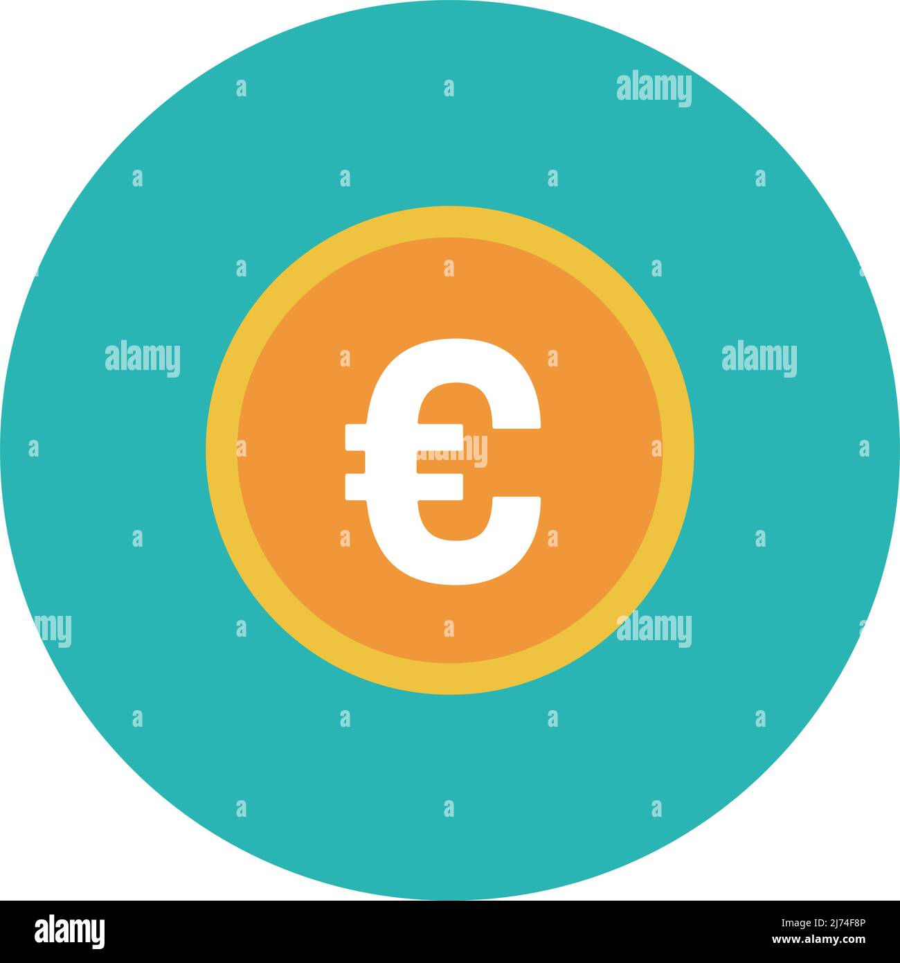 Modern euro coin icon. currency of the EU. Editable vectors. Stock Vector