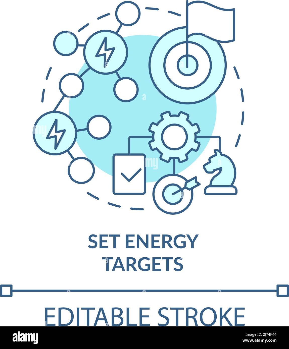 Set energy targets turquoise concept icon Stock Vector