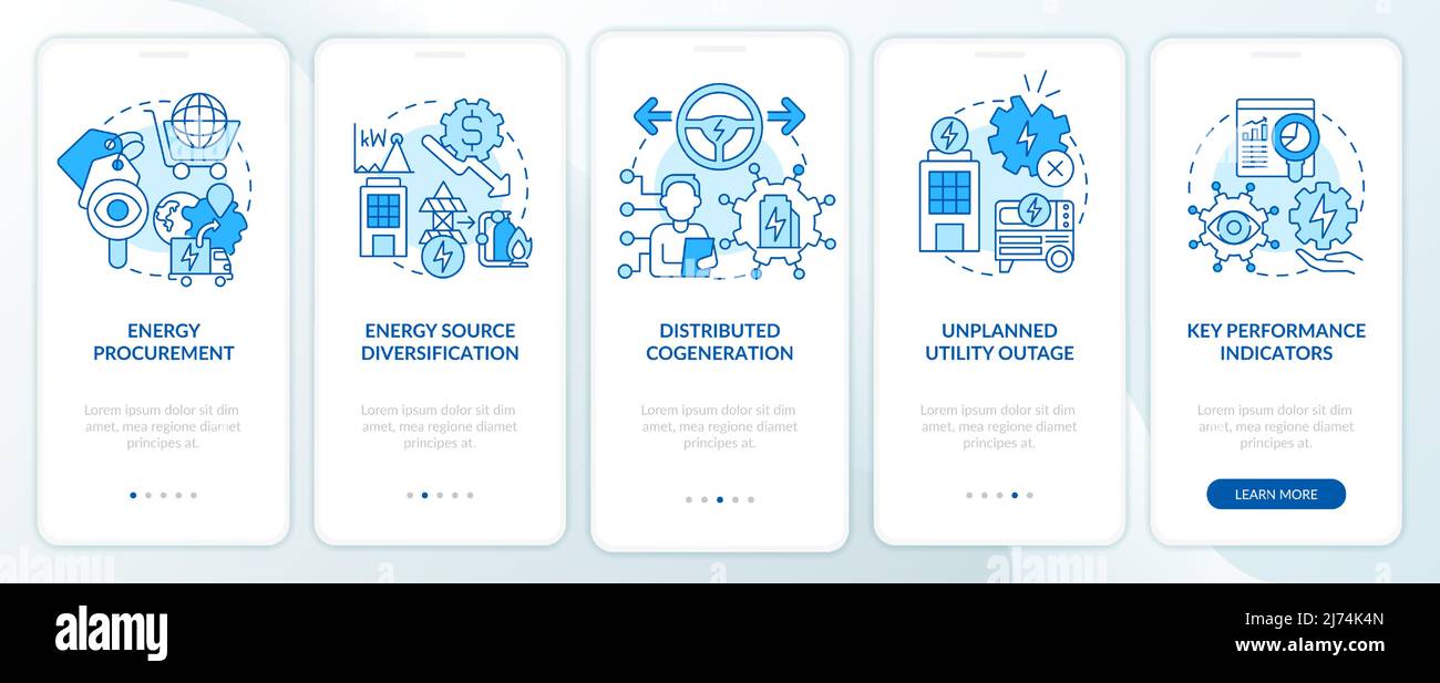Implementing energy plan blue onboarding mobile app screen Stock Vector ...