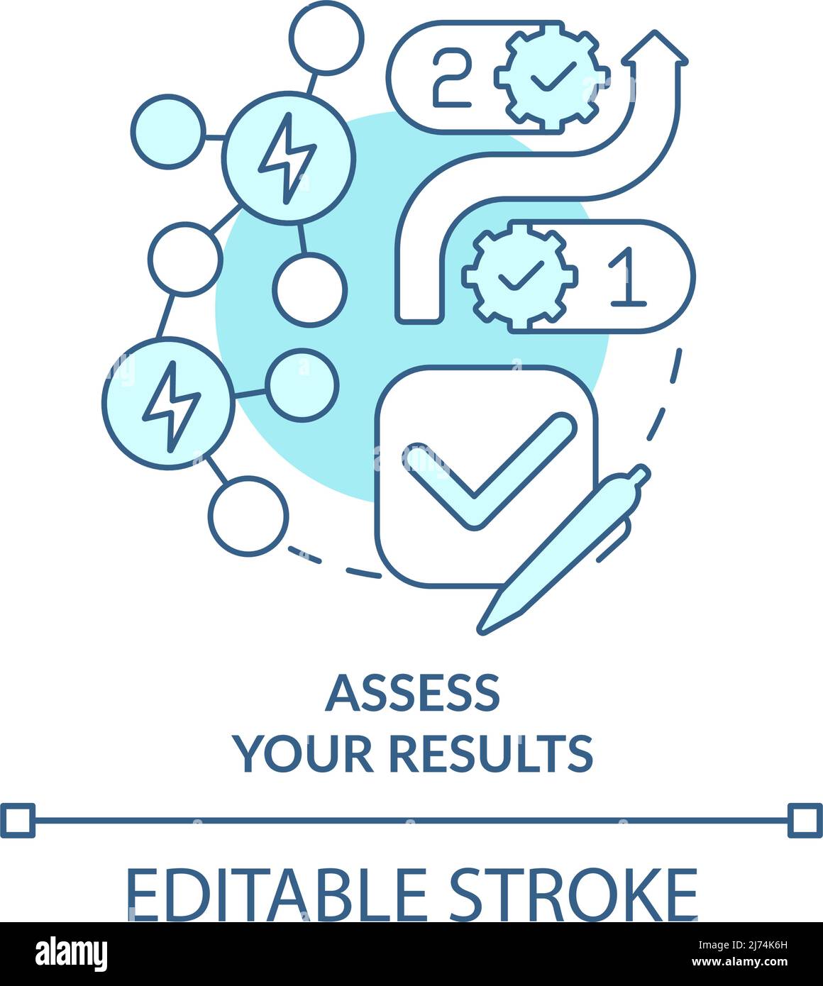 Assess results turquoise concept icon Stock Vector