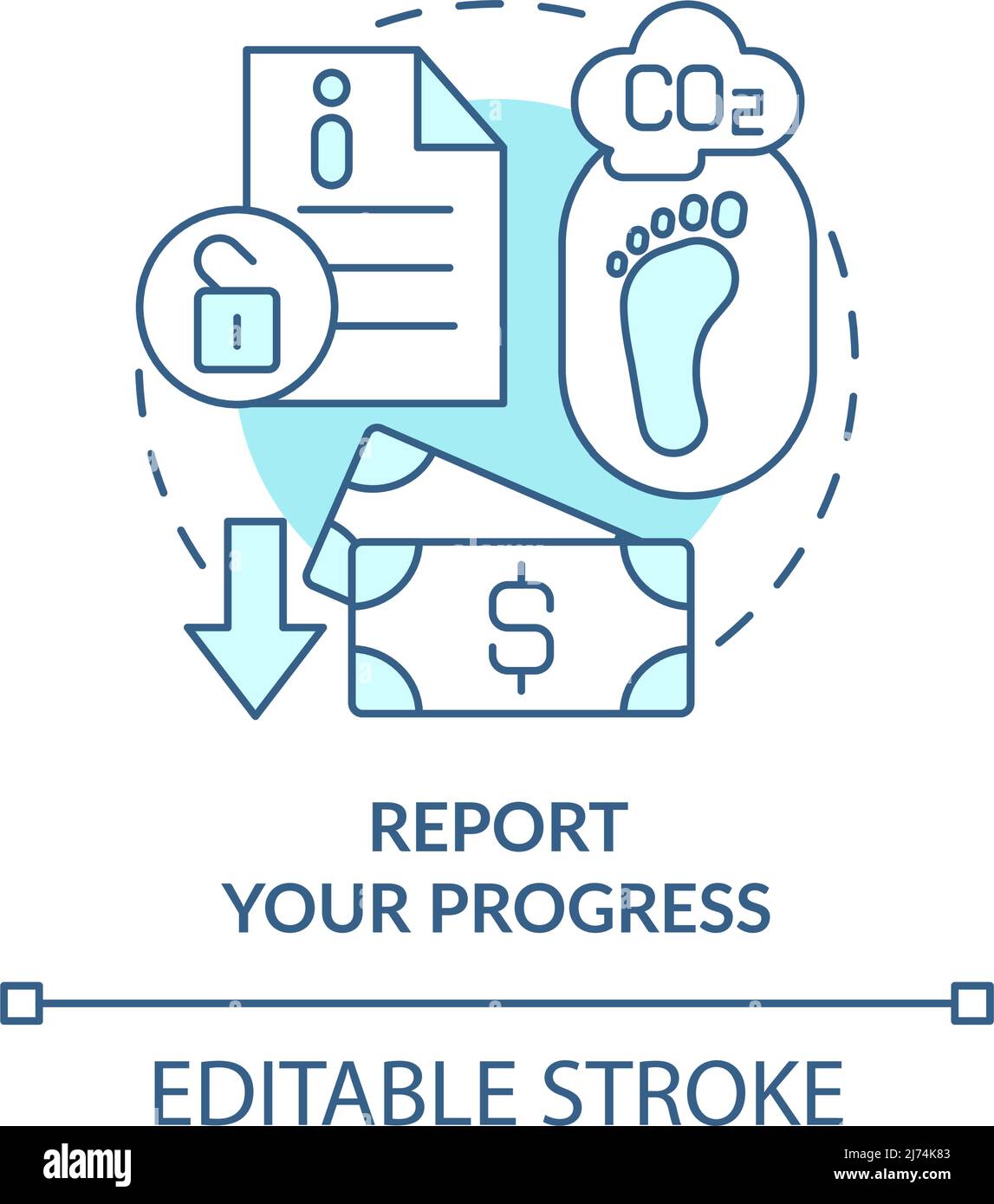 Report your progress turquoise concept icon Stock Vector