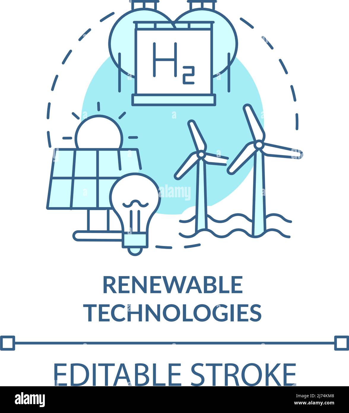 Renewable technologies turquoise concept icon Stock Vector