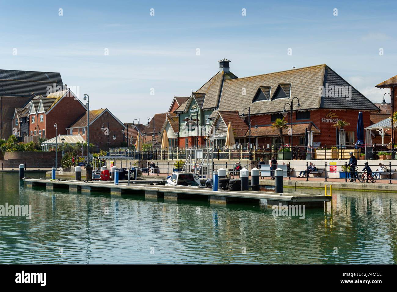 Harvester Restaurant and Pub at Sovereign Harbour, Eastbourne, East Sussex, England Stock Photo