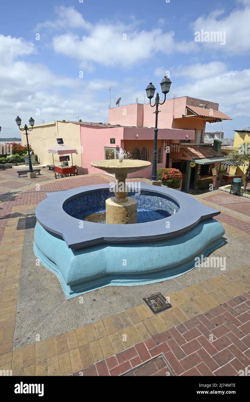 Fountain at the Las Penas District on Cerro Santa Ana , Ecuador, Guayaquil Stock Photo