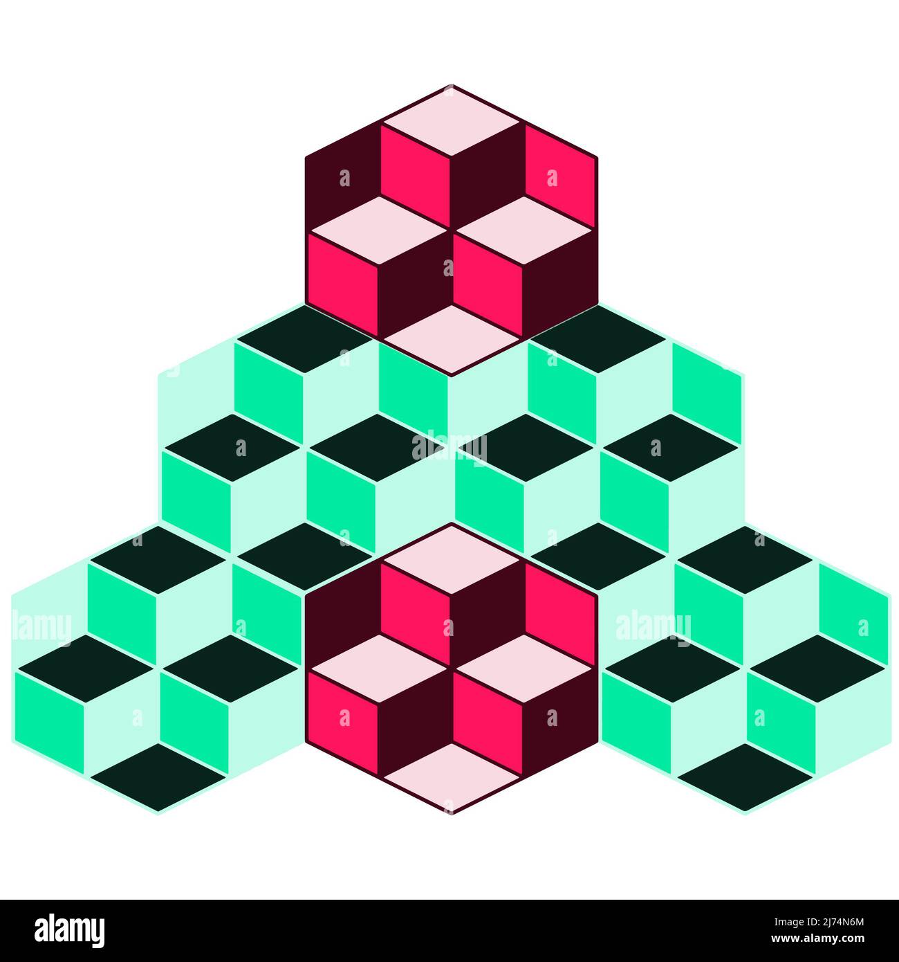 Vector image of a geometric figure pyramid assembled from cubes Stock ...