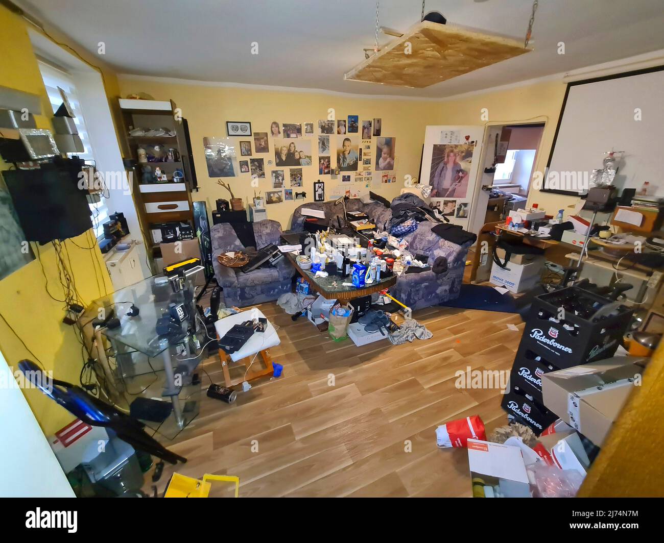 living room of a person with compulsive hoarding, Germany Stock Photo