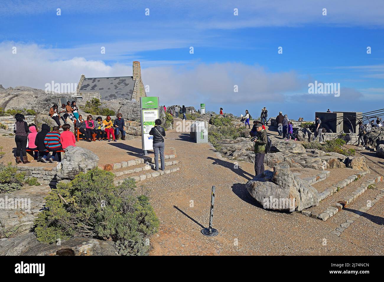 Tourists on the plateau of the Table Mountain, South Africa, Western Cape, Capetown Stock Photo
