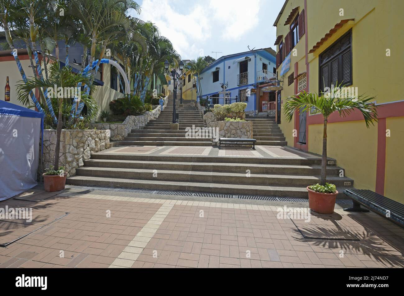 Stairs to Cerro Santa Ana at the Las Penas District, Ecuador, Guayaquil Stock Photo