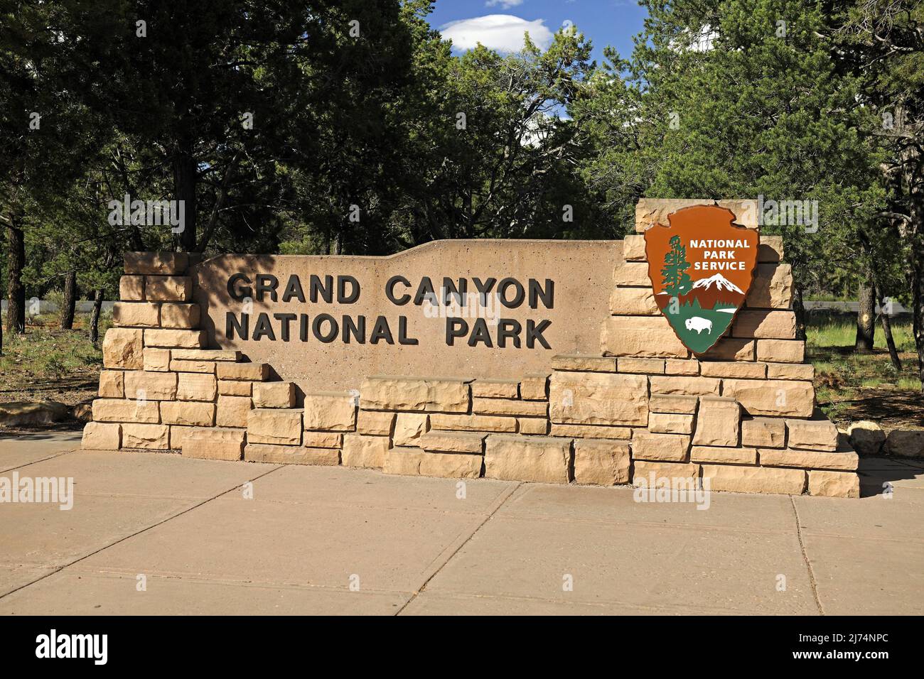 Entrance sign at the Grand Canyon South Rim, USA, USA, Arizona Stock Photo