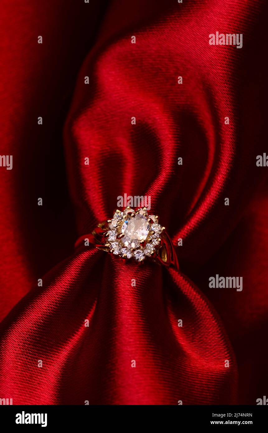 Closeup of luxury jewellery on dark background. Stock Photo