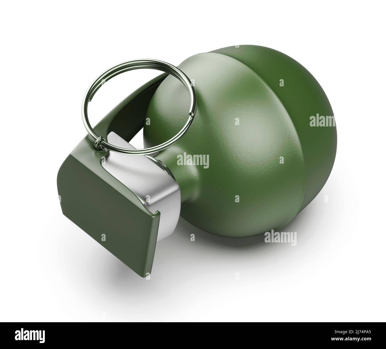 Green hand grenade on white background Stock Photo