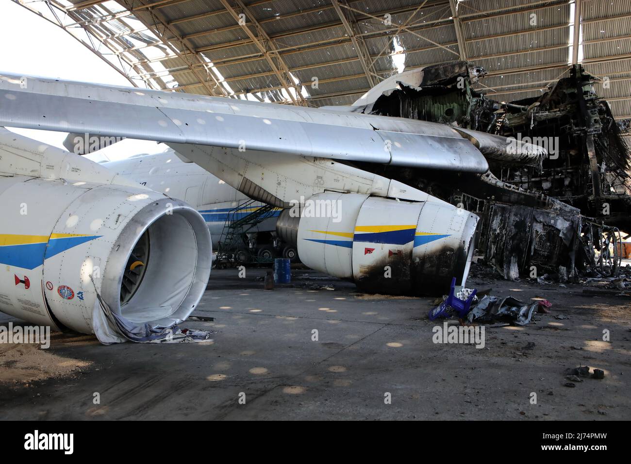 KYIV REGION, UKRAINE MAY 5, 2022 The Antonov An225 Mriya, the