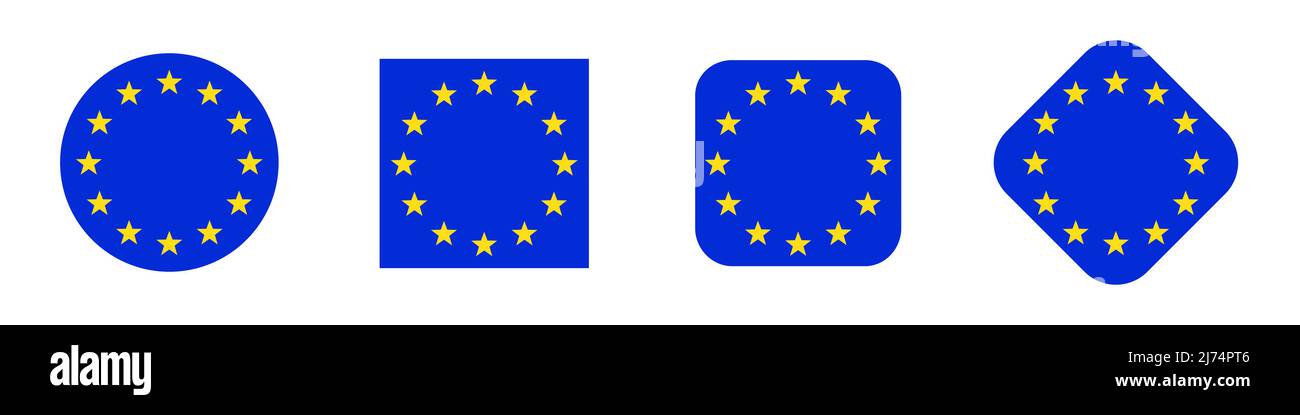 European union logo. Vector illustration. EU flag icon with round stars. Set of graphic elements Stock Vector