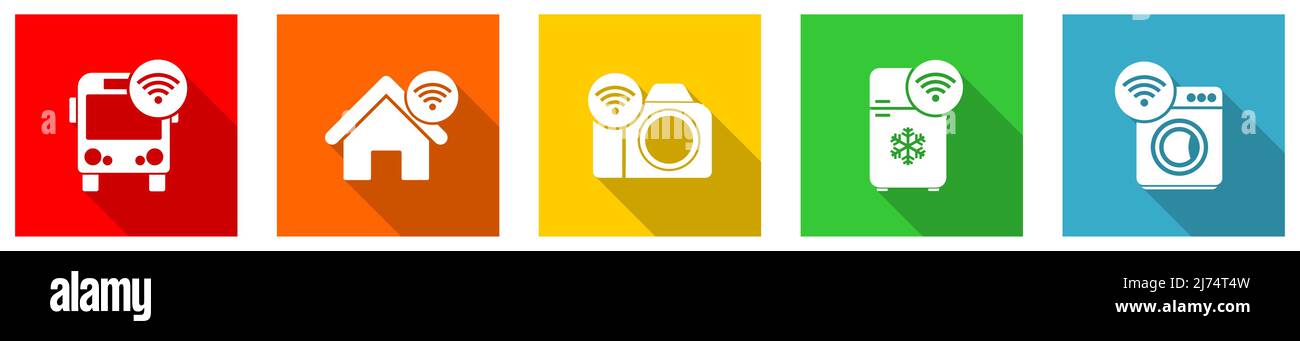Set of colorful web flat design smart devices vector icons, mobility ...