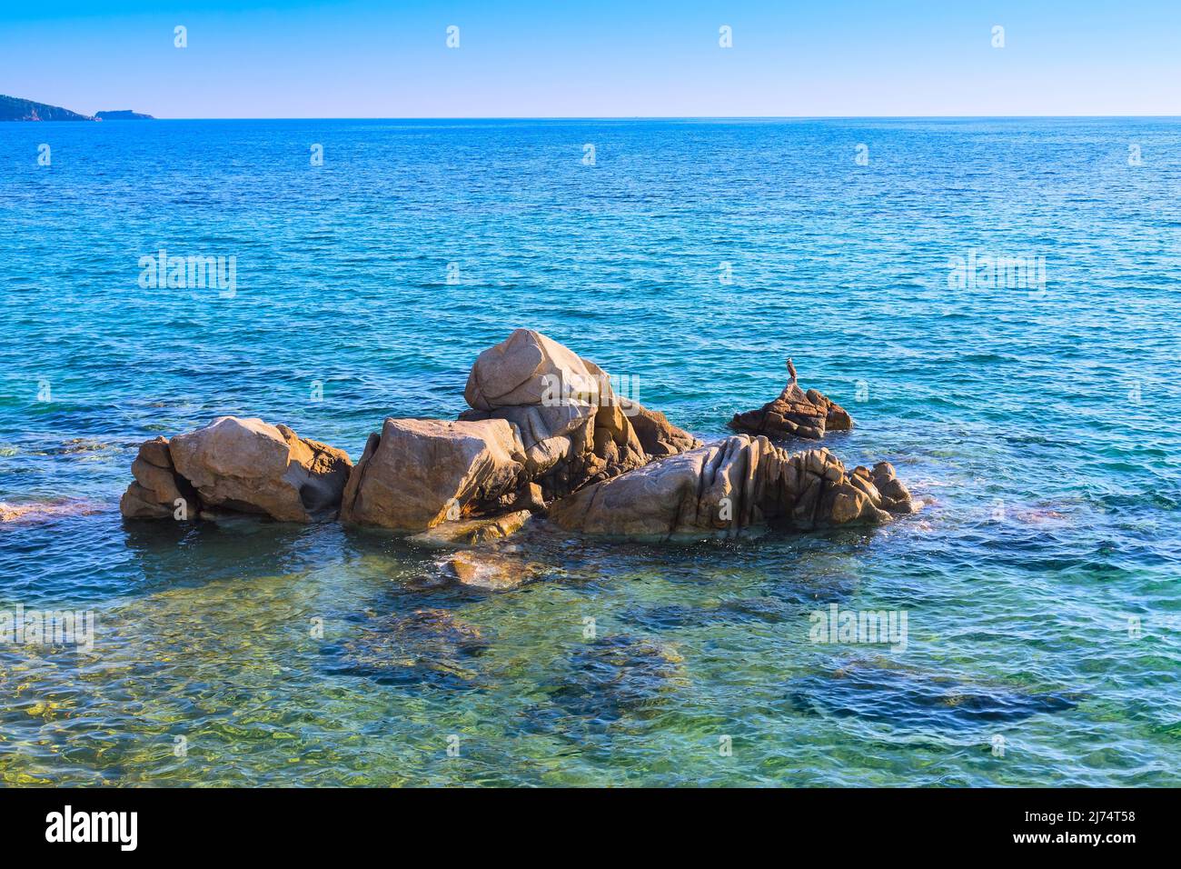 Sea landscape with stone rocks and turquoise sea water Stock Photo - Alamy