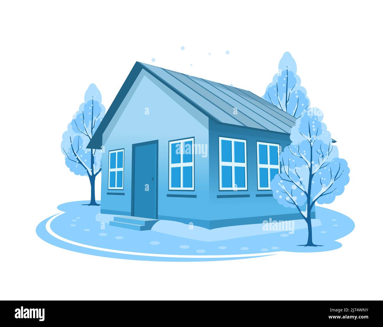 Winter landscape surrounded by trees Stock Vector Images - Alamy