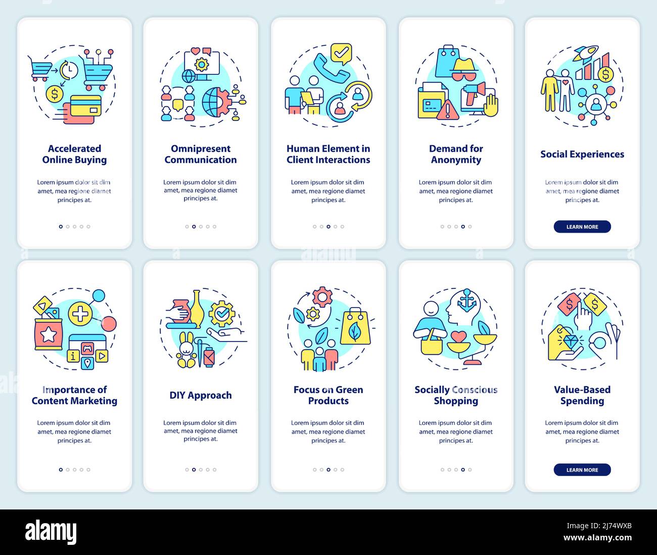 Customer needs onboarding mobile app screen set Stock Vector Image ...