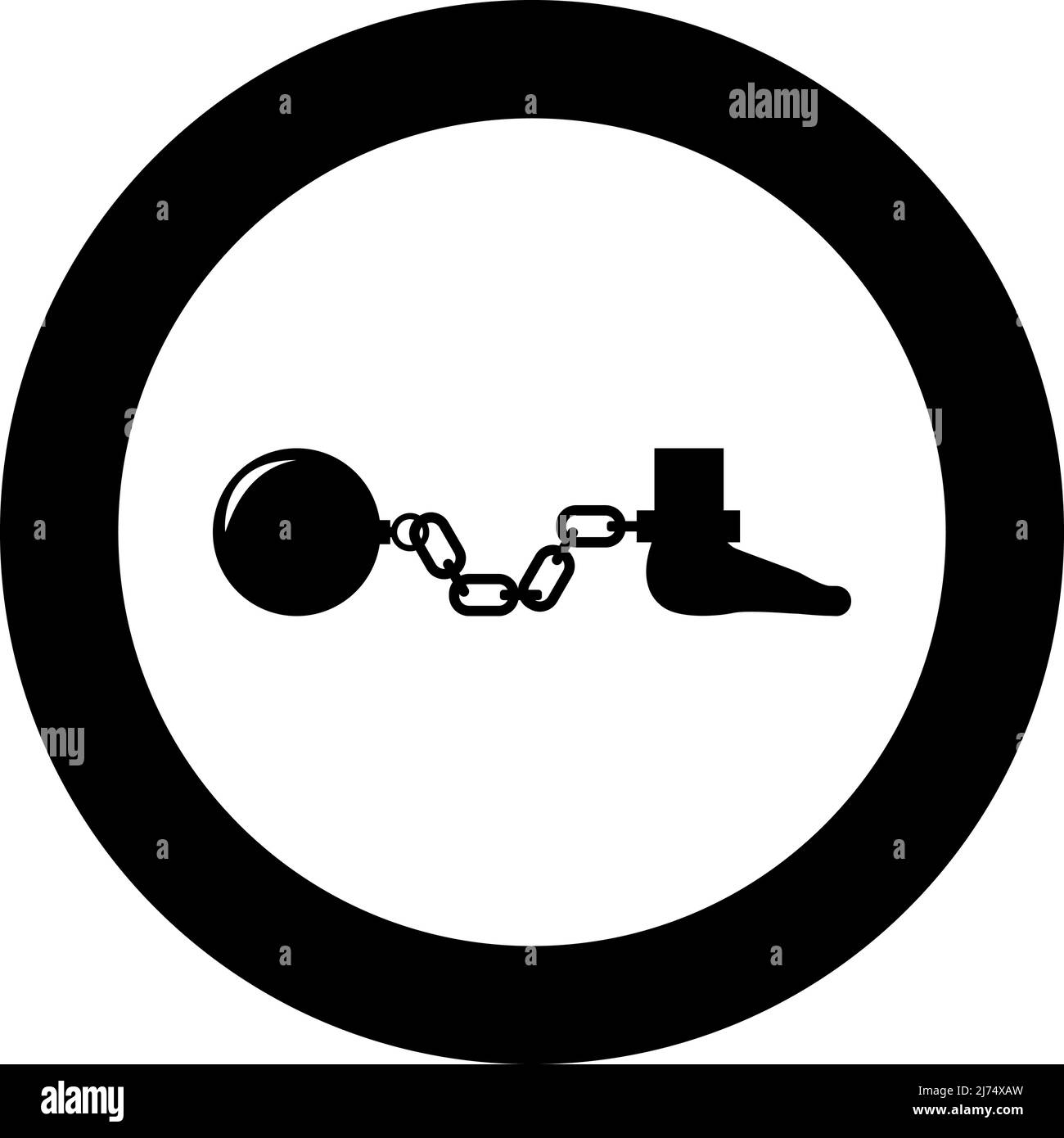 Ball and chain attached foot Silhouette pulling weights Leg with cargo